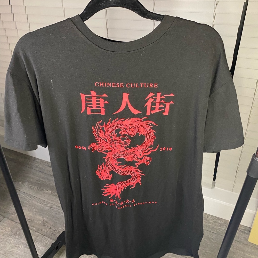 Oversized T Chinese Culture Black & Red print